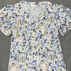 LC Lauren Conrad Pastel Floral Short Sleeve Top